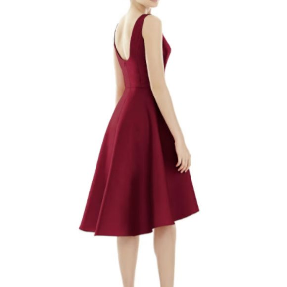 ALFED SUNG D696 HIGH LOW COCKTAIL BURGUNDY H8 DRESS sz 12 - Picture 2 of 5